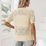 Nadorine Women's Short Sleeve Cardigan V-Neck Button up Sweater