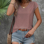 Nadorine T Shirt Women's V-Neck Short Sleeve Blouse Top (DE Only)