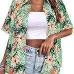 Zeagoo Womens Hawaiian Button Down Shirts Casual Floral Tropical Shirt