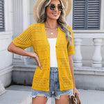 Nadorine Short Sleeve Crochet Cardigan Button up Bolero Shrug Sweater
