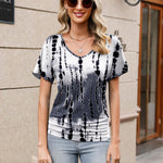 Nadorine Women's Short Sleeve Shirts V Neck Blouse