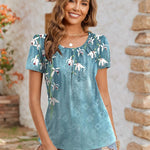 Zeagoo Women's Tunic Tops Short Sleeve Floral Boho Casual T Shirts
