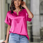 Satin Silk Blouse Tops - Nadorine (Us Only)