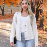 Nadorine Women's Short Cardigan Knitted V-Neck with Buttons