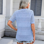 Nadorine Short Sleeve Crochet Cardigan Button up Bolero Shrug Sweater