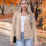 Nadorine Women's Short Cardigan Knitted V-Neck with Buttons