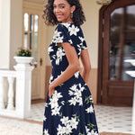 Zeagoo Womens Casual Swing Floral Ruffle Short Sleeve Sundresses