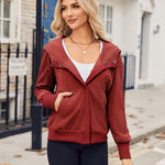 Zeagoo Womens Corduroy Knit Hoodies Zip Up Shirt Jacket