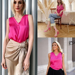 Nadorine Women's Satin Tank Top Sleeveless Blouse