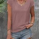 Nadorine T Shirt Women's V-Neck Short Sleeve Blouse Top (DE Only)