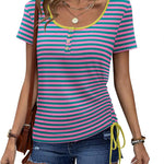 Womens Tops Short Sleeve Summer Henley Shirts