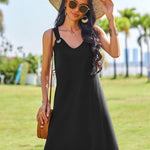 Nadorine Casual Beach Boho Dress Sleeveless Crewneck Tank Dress
