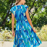 Nadorine Casual Ruffle Sleeve V Neck Midi Dress