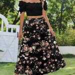 Nadorine Boho Maxi Flowy Elastic A-Line Tiered Floral Skirts