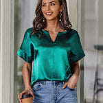 Satin Silk Blouse Tops - Nadorine (Us Only)