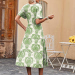 Nadorine Midi Floral Flutter Short Sleeve Casual Dresses with Pockets