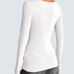 Slim Button Ribbed Knit Basic Tee Henley T Shirt (US Only)