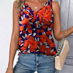 Nadorine Tank Tops Loose Fit V Neck Ruched Sleeveless Tops