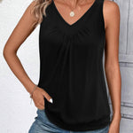Nadorine Tank Tops Loose Fit V Neck Ruched Sleeveless Tops