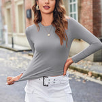 Nadorine Women's Basic T-Shirt Long Sleeve Y2K Crop Tops (DE Only)