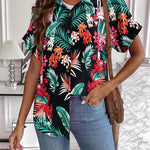 Nadorine Short Sleeve Casual Roll-Up Cuffed Tops
