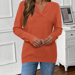 Nadorine Sweaters for Women Long Sleeve Shirts V Neck Knit Pullover