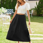 Nadorine Maxi Skirts Boho Pleated A-Line Flowy Swing Skirt
