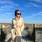 Women 2 Piece Outfits Sets Linen Button Down Long Sleeve Shirts and Wide Leg Pants Sets - Nadorine (Us Only)