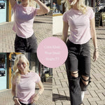 Zeagoo Womens Basic T-Shirts Crewneck Short Sleeve Curved Hem Summer Crop Tops Fitted Tees Y2k Clothing