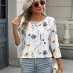 Nadorine 3/4 Length Sleeve Women Tops Blouses
