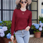 Nadorine Women's Knitted Jumper Elegant Crew Neck Pullover