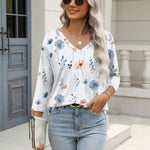 Nadorine 3/4 Length Sleeve Womens Tops Casual V Neck Shirts Soft Basic Tees Business Work Blouses