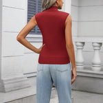 Nadorine Women's Mock Turtle Neck Sweater Vest Shirts