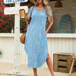 Nadorine Maxi Dress with Pockets Short Sleeve Sundress