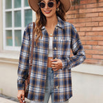 Nadorine Women Flannel Shacket Jacket Plaid Button Down Shirt