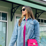 Nadorine Jean Jackets Ripped Stretchy Denim Jean Jacket