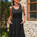 Nadorine Summer Dress Knee-Length Round Neck Floral Dress (DE Only)