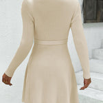 Nadorine Women's Casual Dress Tie Waist Fall Ribbed Dress