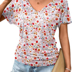 Nadorine Women's Short Sleeve Shirts V Neck Blouse