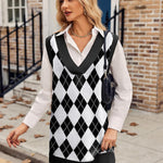 Nadorine Women's Oversized Sweater Vest Dress V Neck Knit Pullover