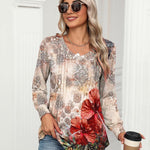 Nadorine Women'S Puff Long Sleeve Shirts Pleated V Neck Tunic Tops