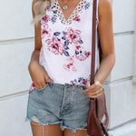 Nadorine Women V Neck Lace Tank Tops