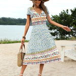 Nadorine Women's Casual Dress Flutter Button Down Tiered Flowy Dress