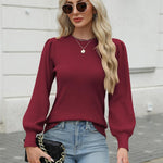 Nadorine Women's Pullover Knitted Pullover Crew Neck Tops