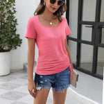 Womens Tops Short Sleeve Summer Henley Shirts