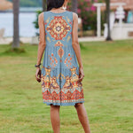 Nadorine Boho Floral Casual Tank Dresses with Pockets