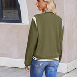 Nadorine Women's Bomber Jacket Casual Striped Button Down Coat