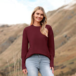 Nadorine Women's Long Sleeve Sweater Casual Ribbed Knit Pullover