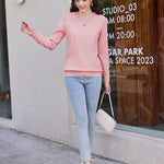 Nadorine Women's Knitted Jumper Elegant Crew Neck Pullover