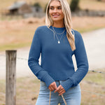 Nadorine Women's Fall Crewneck Cropped Sweater